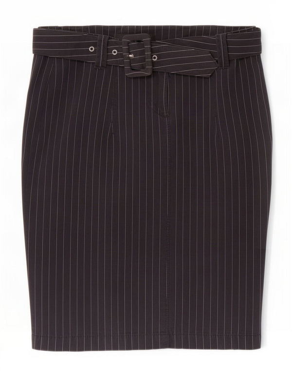 Calvin Klein Damen Bleistiftrock Medium W29 Marineblaue Nadelstreifen-Baumwolle