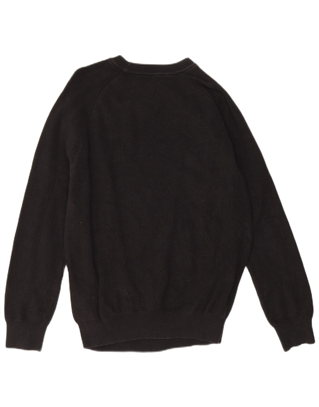 Zara Herren-Pullover mit U-Boot-Ausschnitt, groß, aus schwarzer Baumwolle