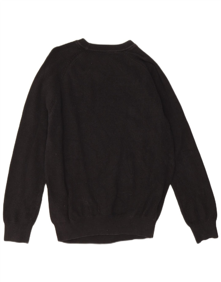 Zara Herren-Pullover mit U-Boot-Ausschnitt, groß, aus schwarzer Baumwolle