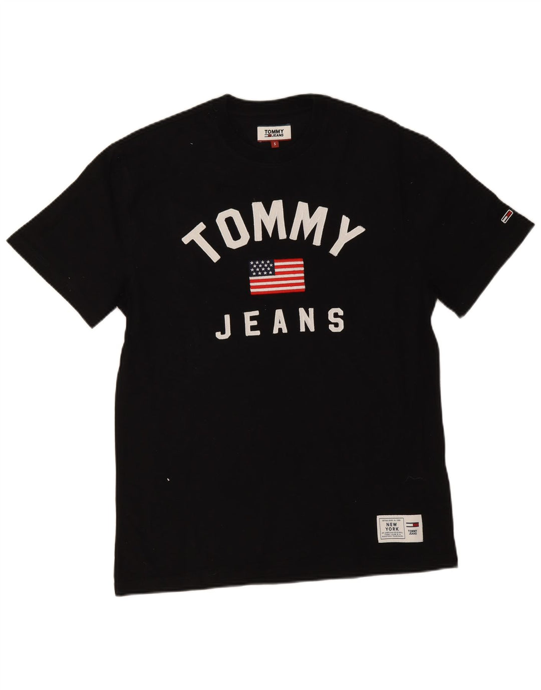 Tommy Hilfiger Herren-T-Shirt mit Grafik, Größe S, schwarze Baumwolle