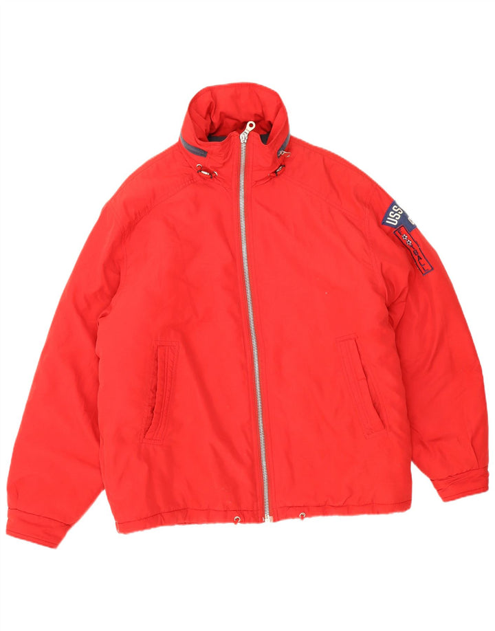 Polbot Herren Loose Fit Wattierte Jacke UK 38 Mittelrotes Polyester