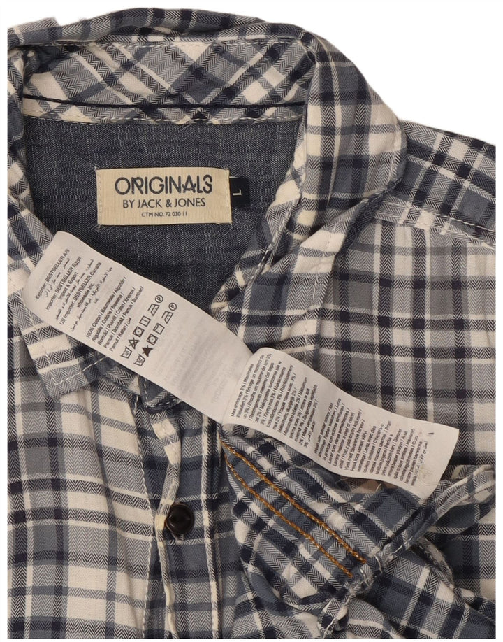 Jack & Jones Herrenhemd, groß, blau kariert, Baumwolle