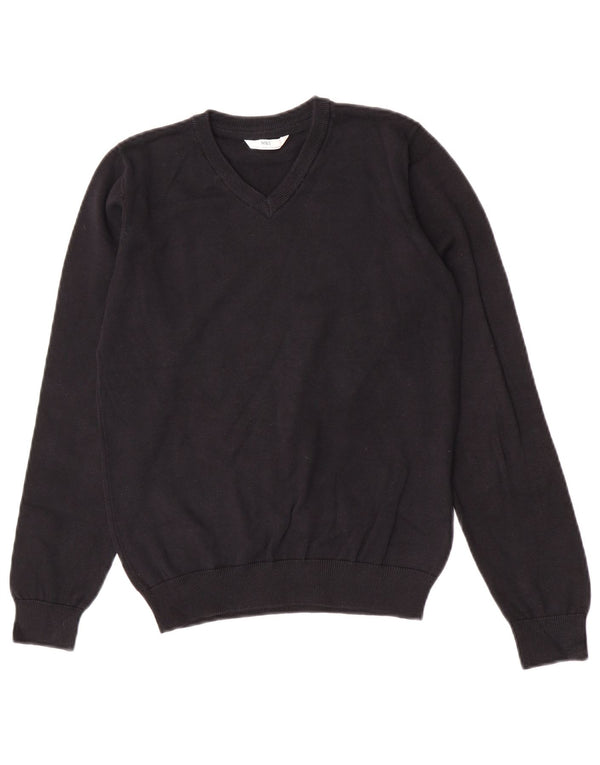Marks & Spencer Jungen-Pullover mit V-Ausschnitt, 11–12 Jahre, schwarze Baumwolle