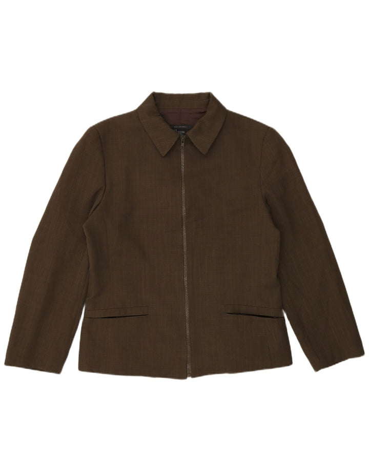 Zara Damen-Blazerjacke mit durchgehendem Reißverschluss, EU 40, Mittelkhaki, Polyester