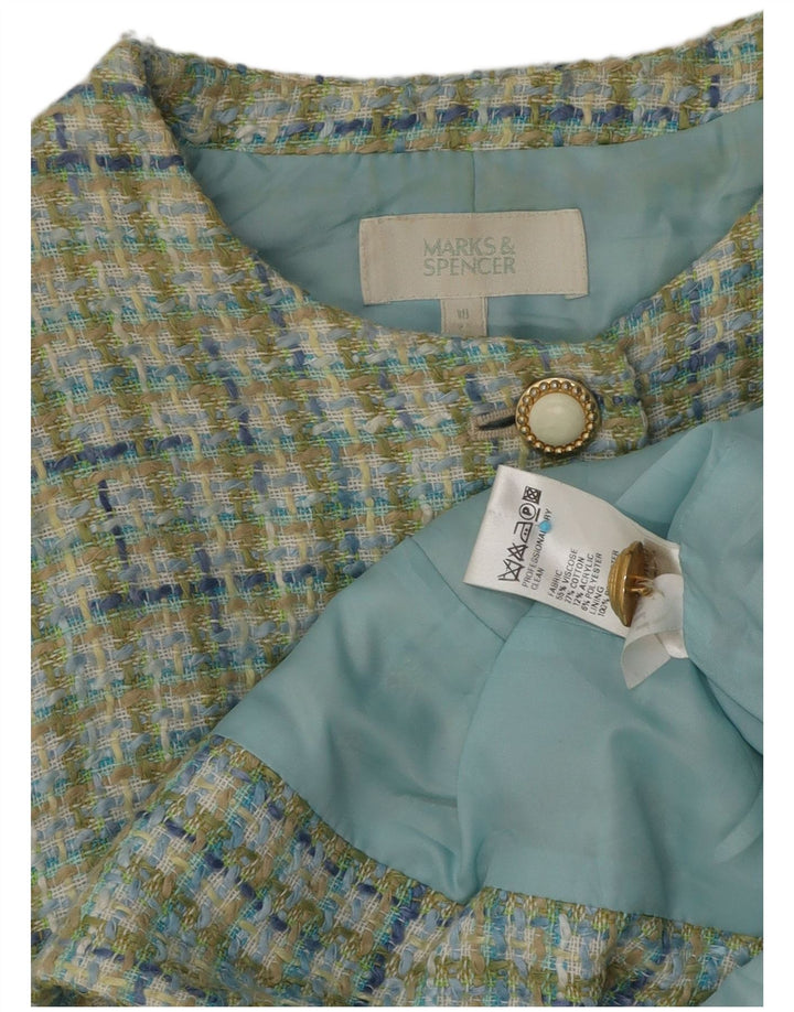 Marks & Spencer Damen 4-Knopf-Blazerjacke UK 18 XL grün karierte Viskose