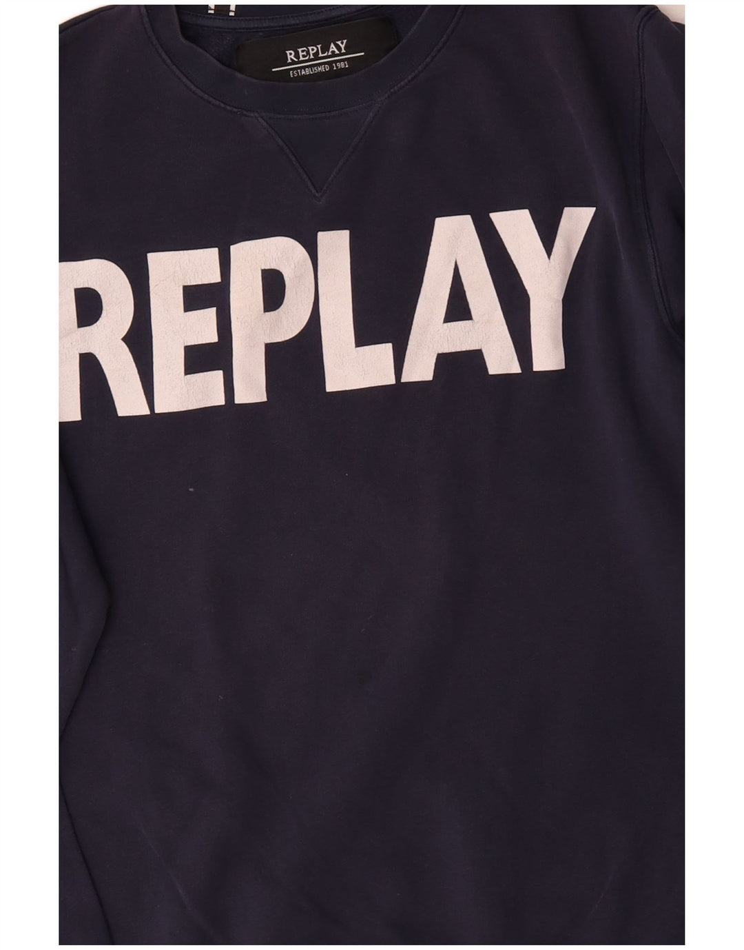 Replay Herren-Sweatshirt mit grafischem Print, mittelmarineblaue Baumwolle