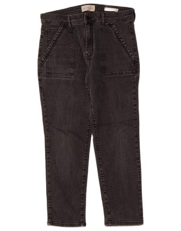 Marks & Spencer Damen Crop Slim Jeans UK 14 Large W30 L24 Schwarzes Lyocell