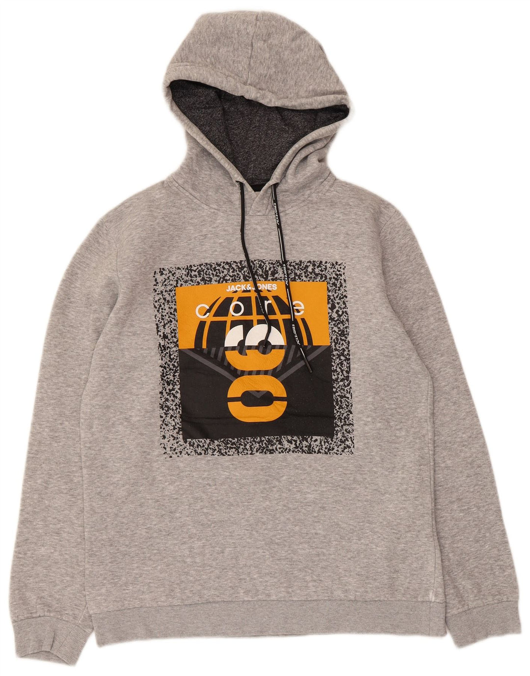 Jack & Jones Herren-Kapuzenpullover mit Grafik, mittelgrau gesprenkelte Baumwolle