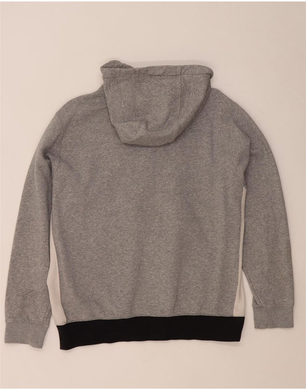 Nike Herren-Kapuzenpullover mit Reißverschluss am Hals, groß, graue Farbblock-Baumwolle