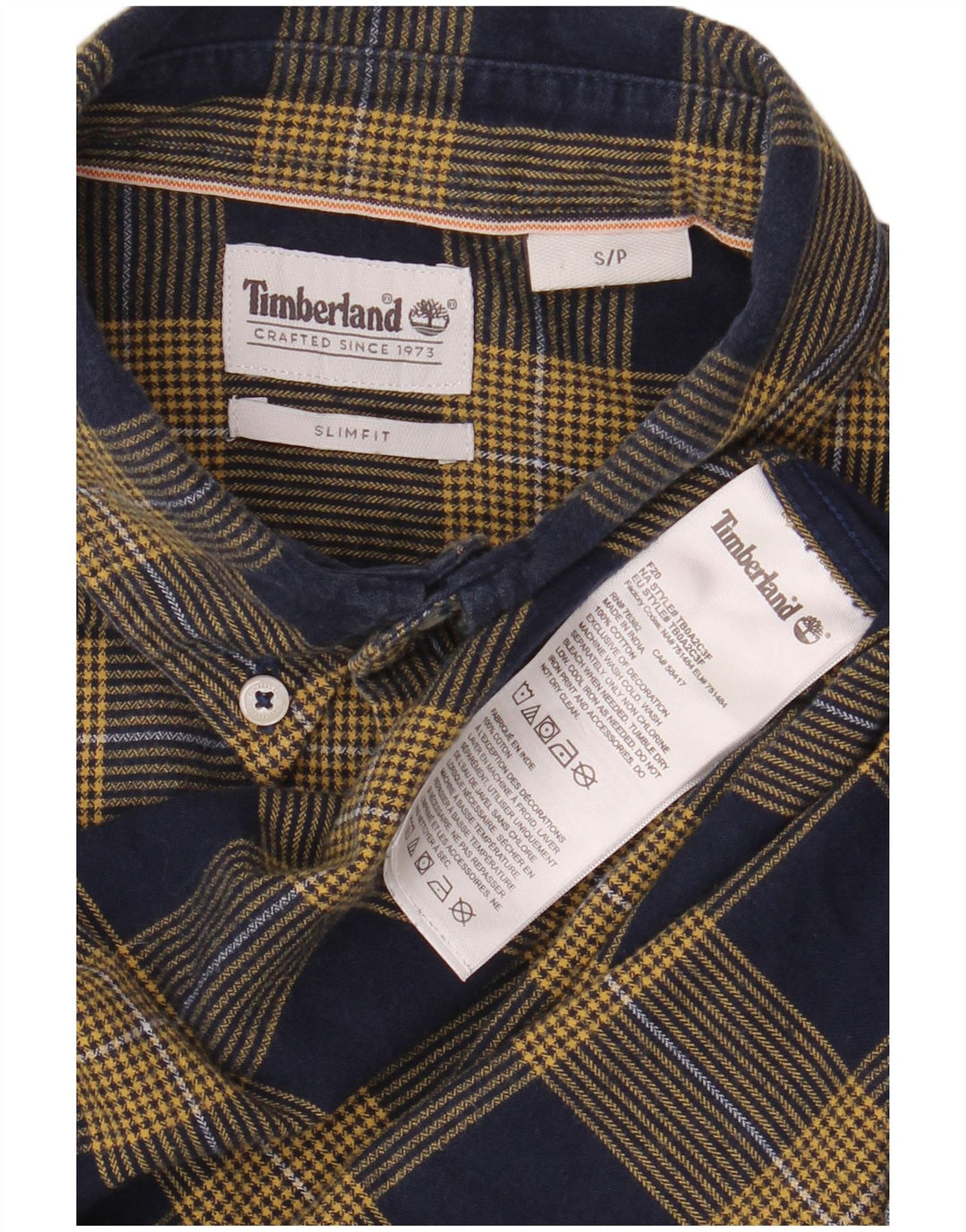 TIMBERLAND Slim Fit Flanellhemd für Herren, klein, marineblau, kariert, Baumwolle
