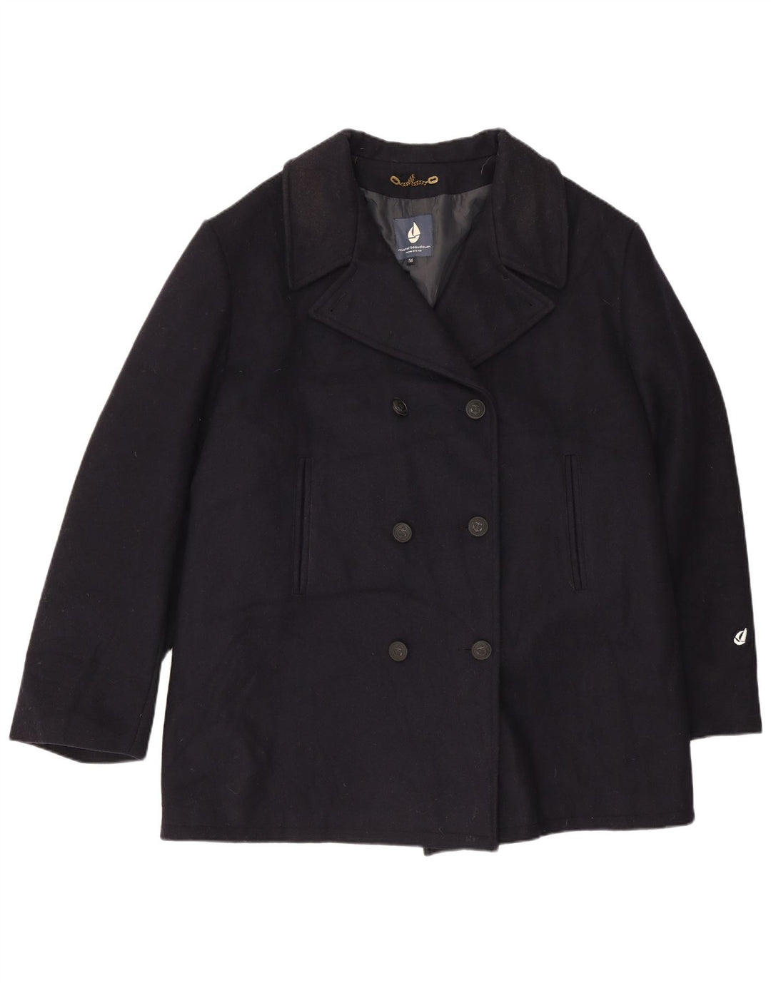 Michel Beaudouin Herren Pea Coat IT 56 4XL Marineblaue Wolle