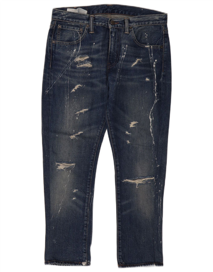 Levi's Damen 527 Distressed Slim Jeans W32 L28 Blaue Baumwolle