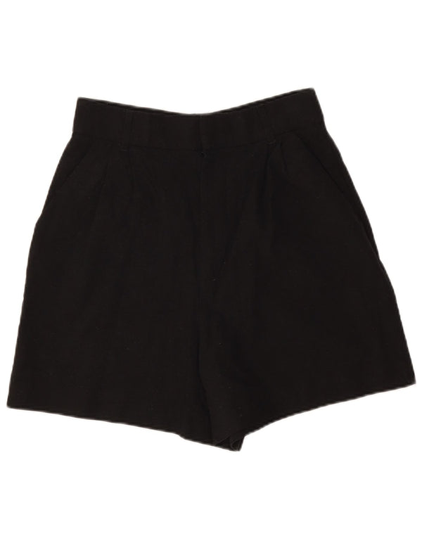 Zara Damen-Chinoshorts mit weitem Bein und hoher Taille, Größe S, W26, schwarze Viskose