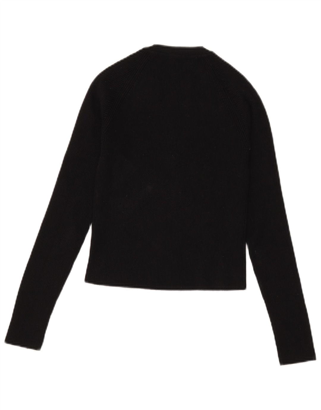 Zara Damen Crop Top Langarm UK 8 Small Schwarze Viskose