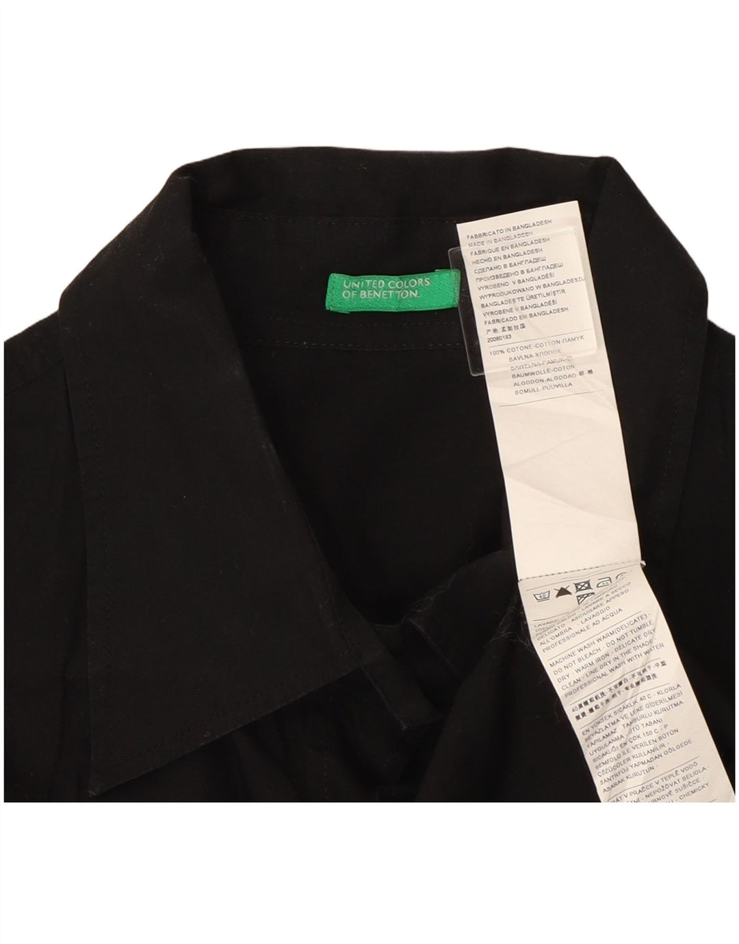 Benetton Damen-Hemd UK 12 aus mittelschwarzer Baumwolle
