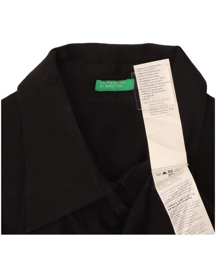 Benetton Damen-Hemd UK 12 aus mittelschwarzer Baumwolle