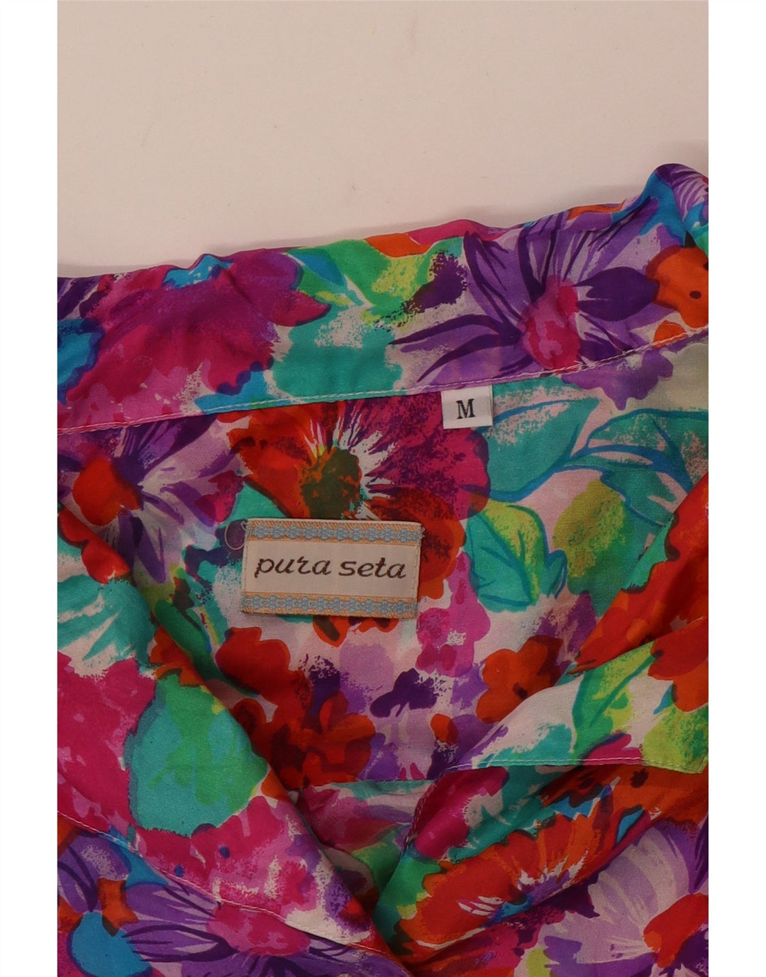 VINTAGE Damen Kurzarm-Hemdbluse UK 14 Medium Mehrfarbig geblümt