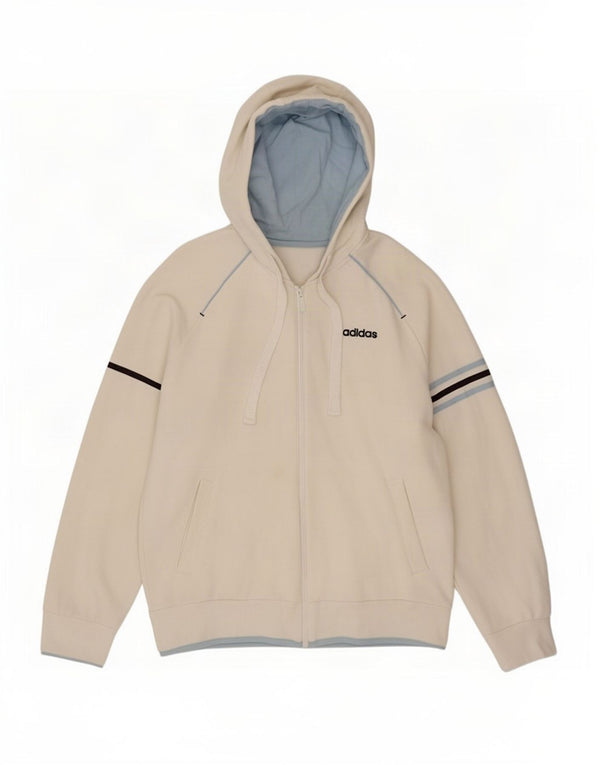 Adidas Herren-Kapuzenpullover mit grafischem Reißverschluss, mittelweiße Baumwolle