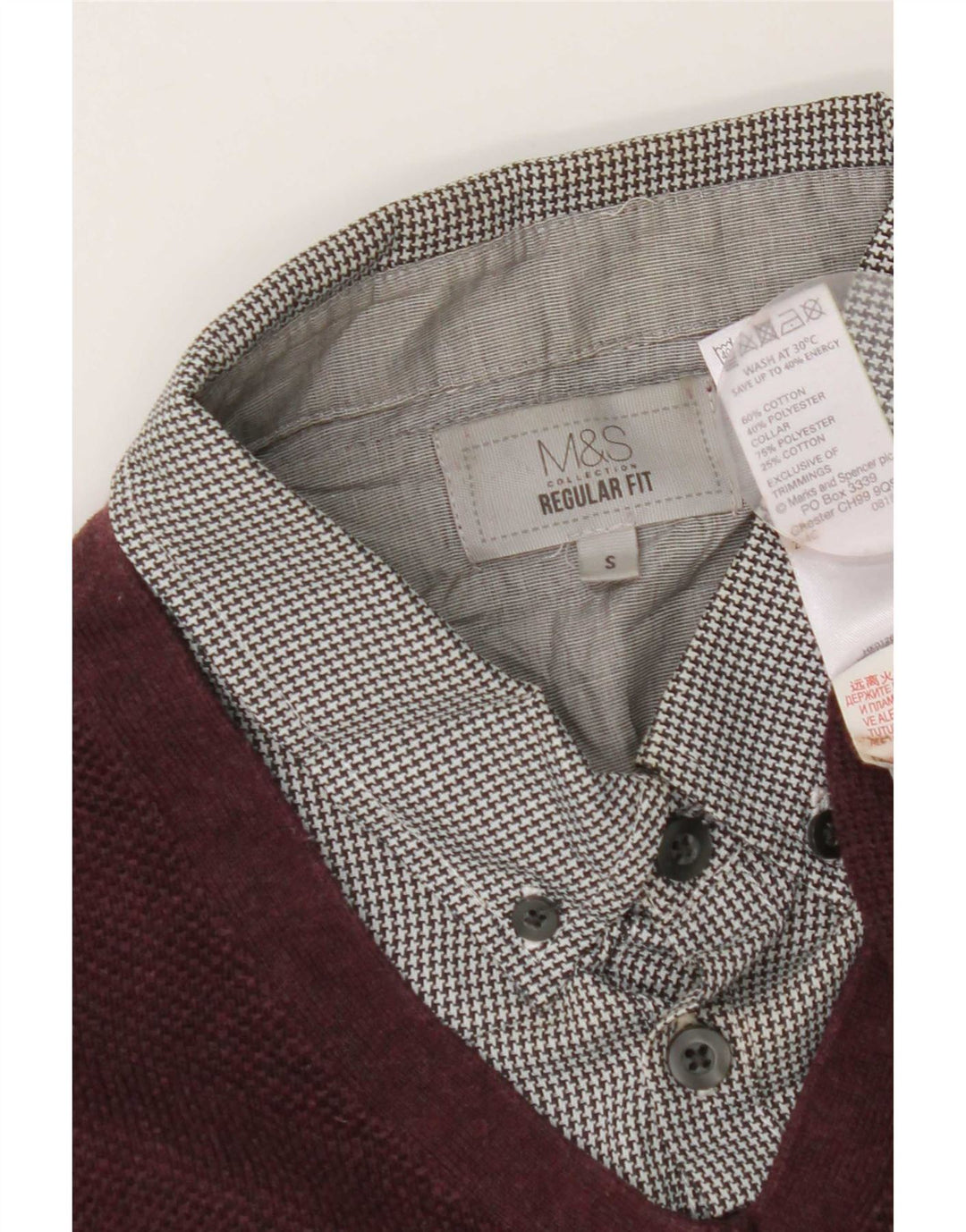 Marks & Spencer Herren-Pullover mit Rollkragen, reguläre Passform, Größe S, Burgunderrot