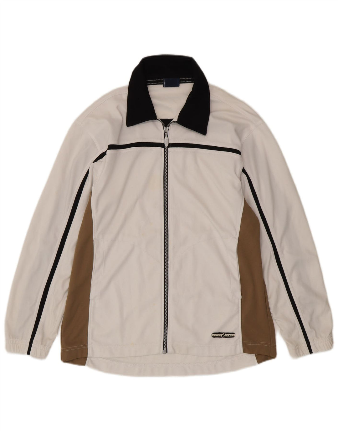 Asics Herren-Trainingsanzug-Top-Jacke, mittelweißes Farbblock-Polyester