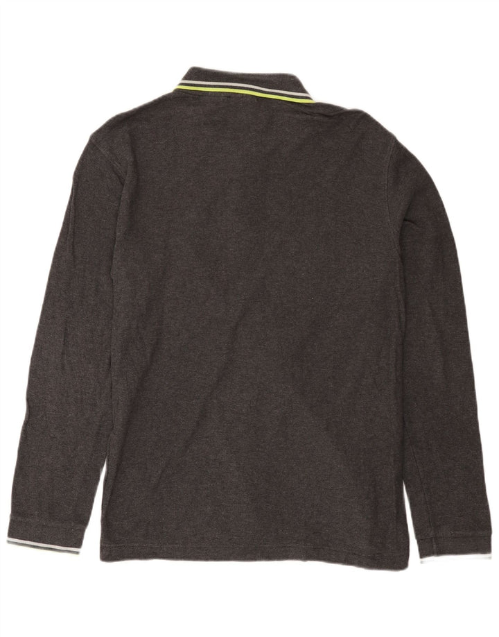 Fila Herren-Langarm-Poloshirt aus mittelgrauer Baumwolle