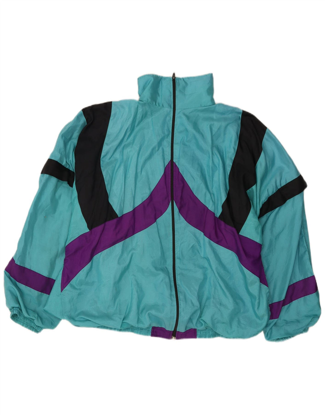 VINTAGE Herren-Trainingsanzug mit lockerer Passform, Oberteil, Jacke, groß, Türkis, Farbblock