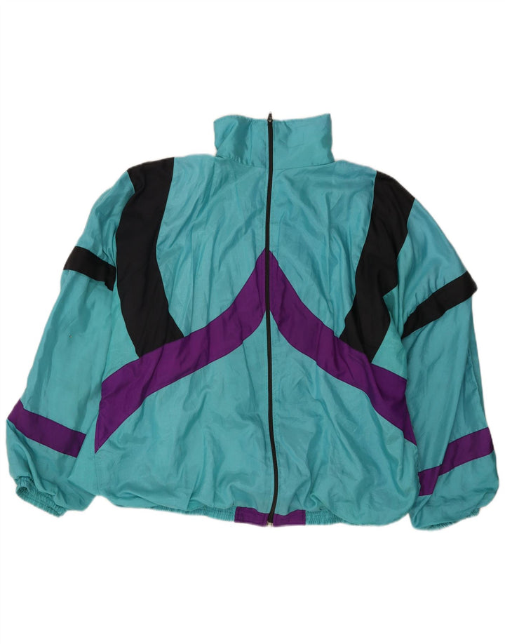 VINTAGE Herren-Trainingsanzug mit lockerer Passform, Oberteil, Jacke, groß, Türkis, Farbblock