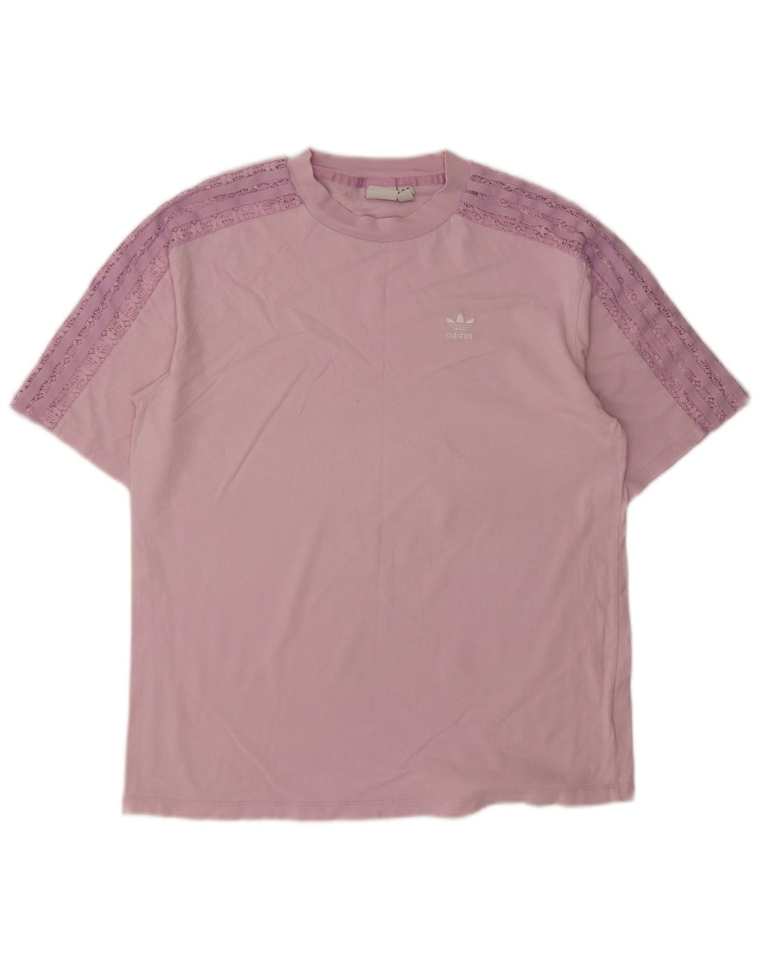 Adidas Damen Übergroßes Grafik-T-Shirt-Oberteil UK 10 Small Pink