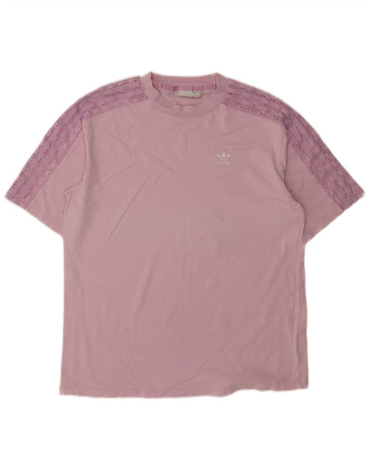 Adidas Damen Übergroßes Grafik-T-Shirt-Oberteil UK 10 Small Pink