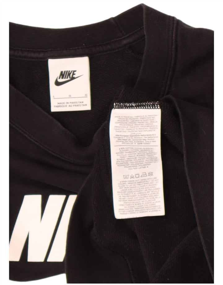 Nike Damen Graphic Sweatshirt Pullover UK 16 Large Schwarz Baumwolle