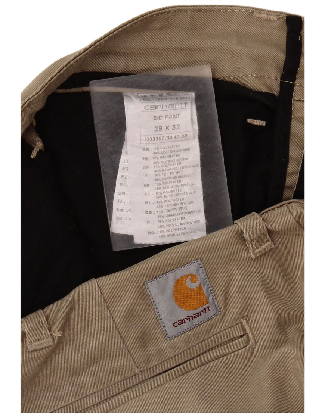 CARHARTT Herren Slim Chinohose W29 L32 Beige Baumwolle