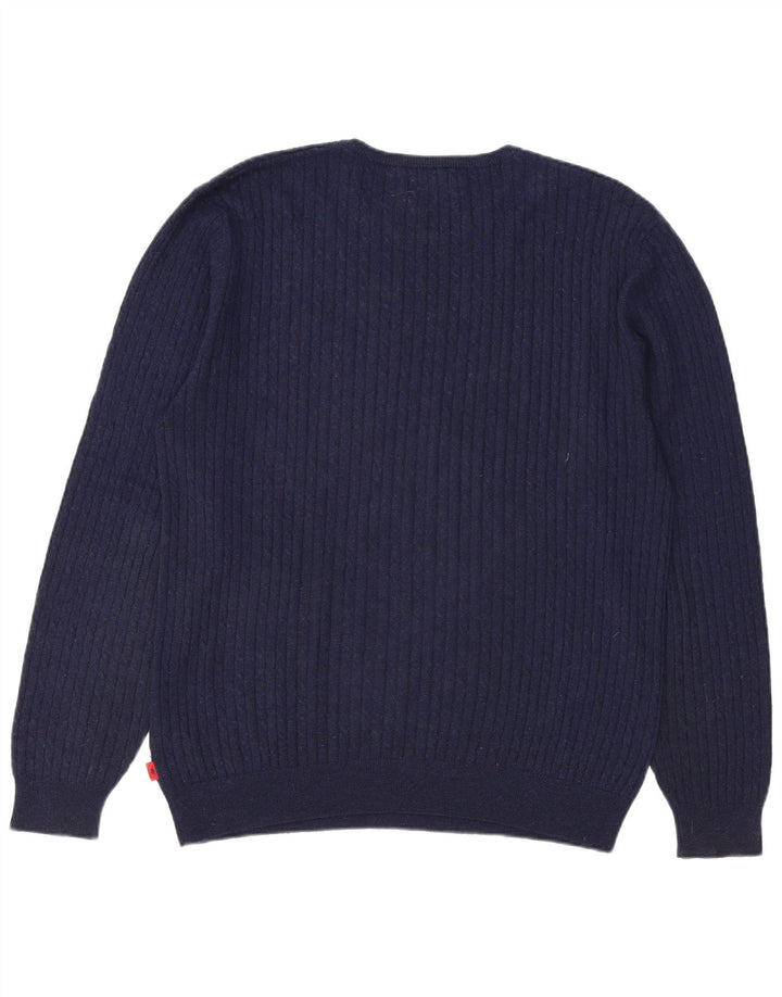Kappa Herren-Pullover mit Rundhalsausschnitt, 2XL, marineblaue Wolle