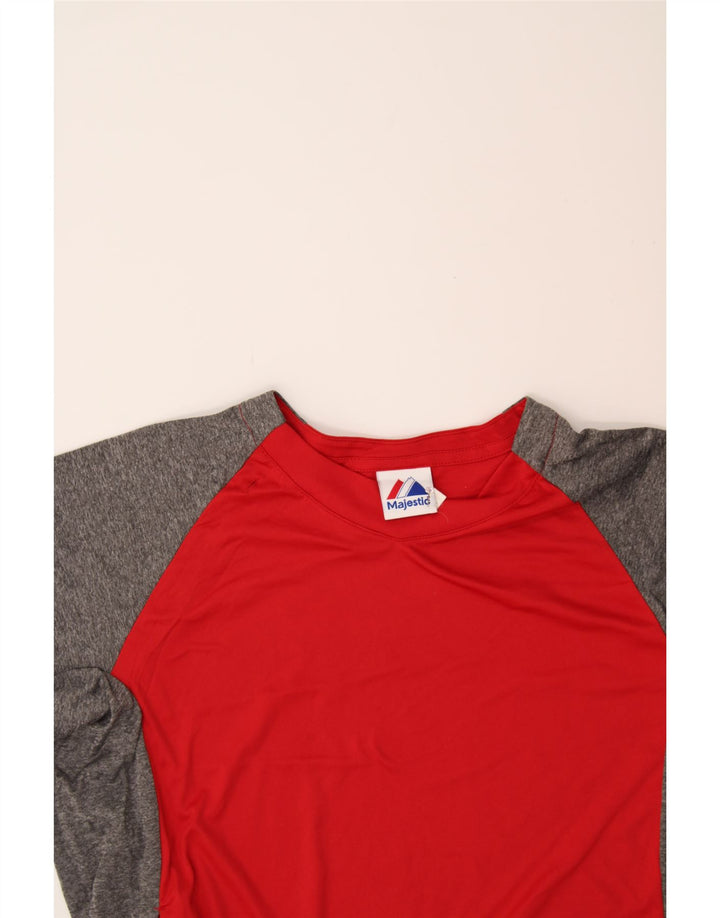 MAJESTIC Mens T-Shirt Top XL Red Colourblock Polyester Vintage Majestic and Second-Hand Majestic from Messina Hembry 