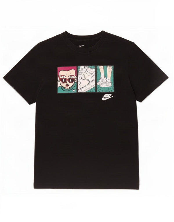 Nike Damen Grafik T-Shirt Top UK 6 XS Schwarz Baumwolle