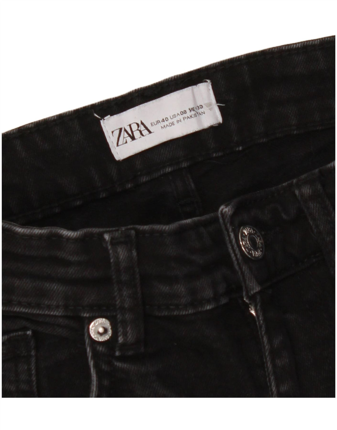 ZARA Damen-Cropped-Jeans, EU 40, M, W30, L24, Schwarz