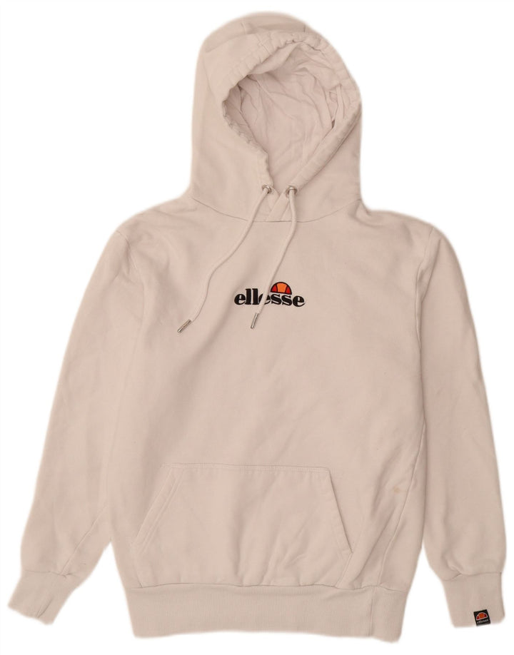 ELLESSE Herren-Kapuzenpullover mit Grafik, Größe S, cremefarbene Baumwolle