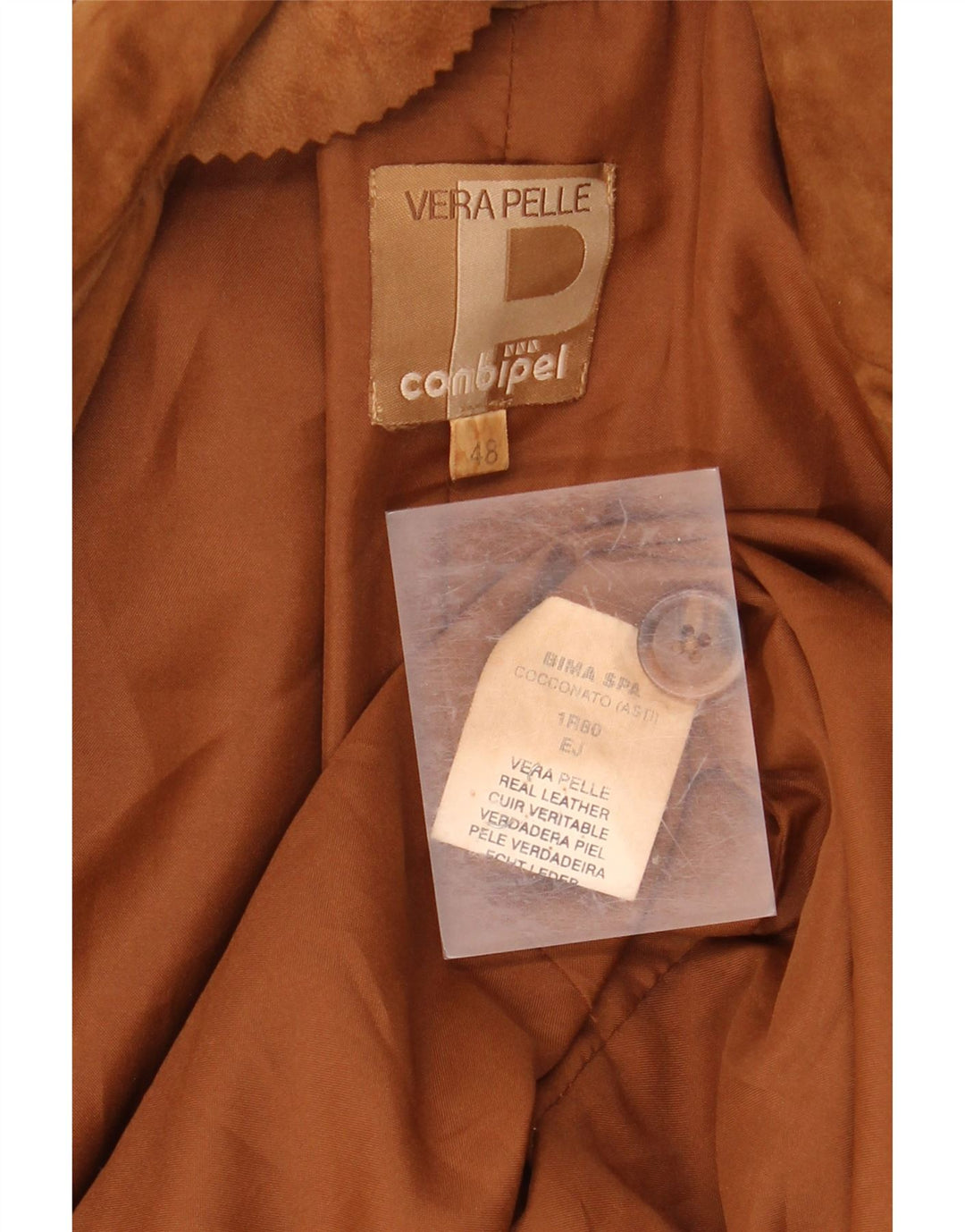 CONBIPEL Damen 2-Knopf-Wildleder-Blazerjacke IT 48 XL Braunes Leder