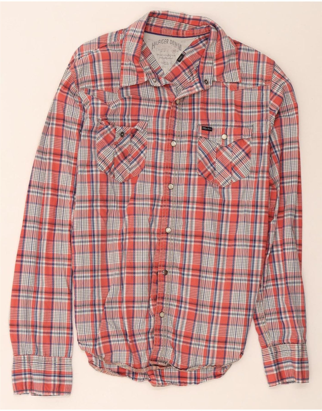 Hilfiger Denim Herren-Grafikhemd, mittelrot, kariert, Baumwolle