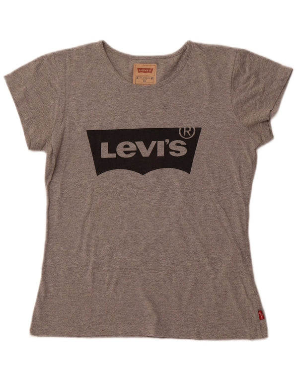 LEVI'S Mädchen-T-Shirt mit Grafik, 15–16 Jahre, graues Polyester