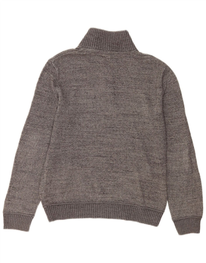 Gap Herren-Sweatshirt mit Knopfkragen, mittelgrau gesprenkelte Baumwolle