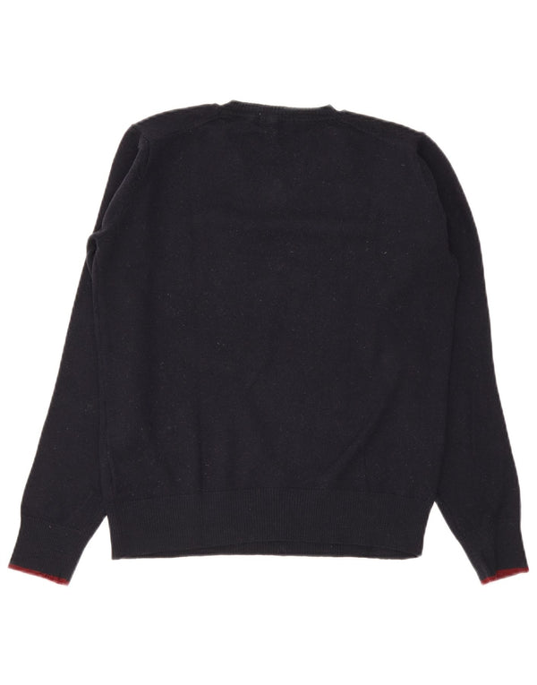 La Martina Damen-Pullover mit V-Ausschnitt, UK 10, Größe S, marineblaue Wolle