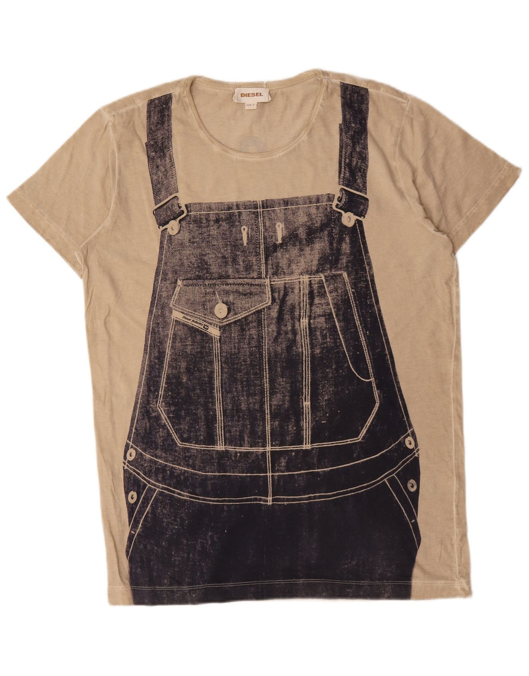 Diesel Herren T-Shirt mit Grafik, Größe L, Beige
