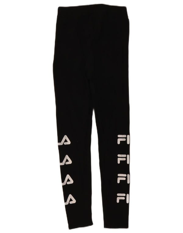 Fila Womens Graphic Leggings UK 4 XS Schwarz Baumwolle