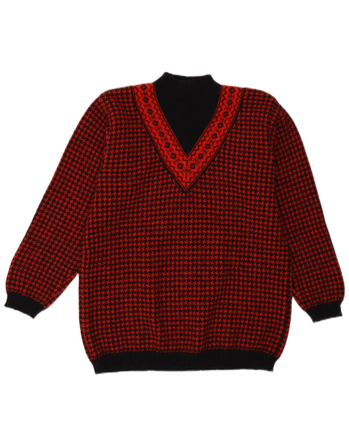 Benetton Damen-Pullover mit Rollkragen, Gr. 14, mittelrot, Retro-Stil