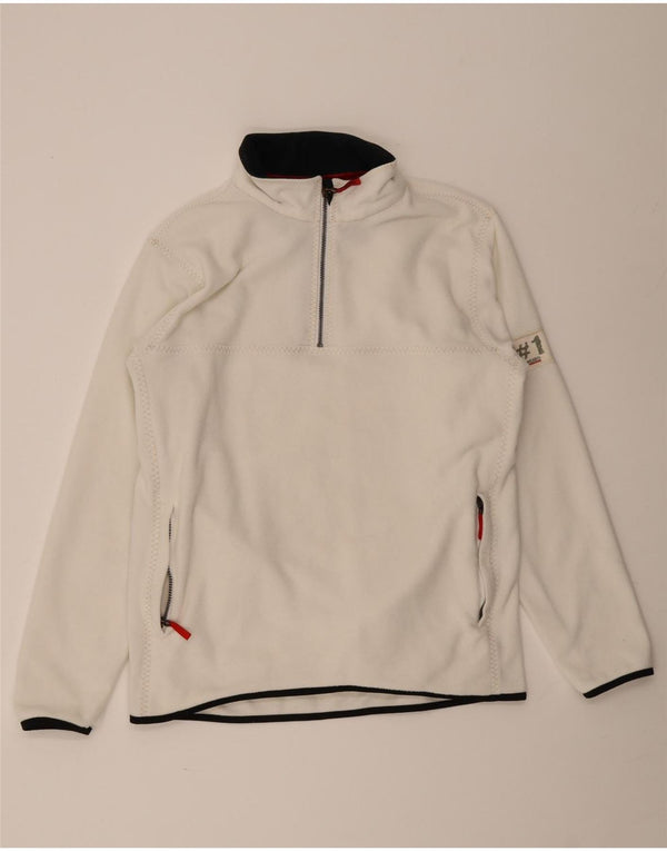 Musto Womens Fleece Zip Neck Jumper Sweater UK 16 Large Off White Polyester