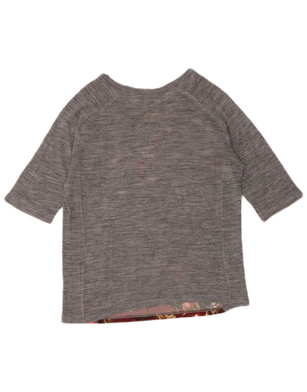Zara Damen Trafaluc Top 3/4 Ärmel UK 12 Mittelgrau geblümt