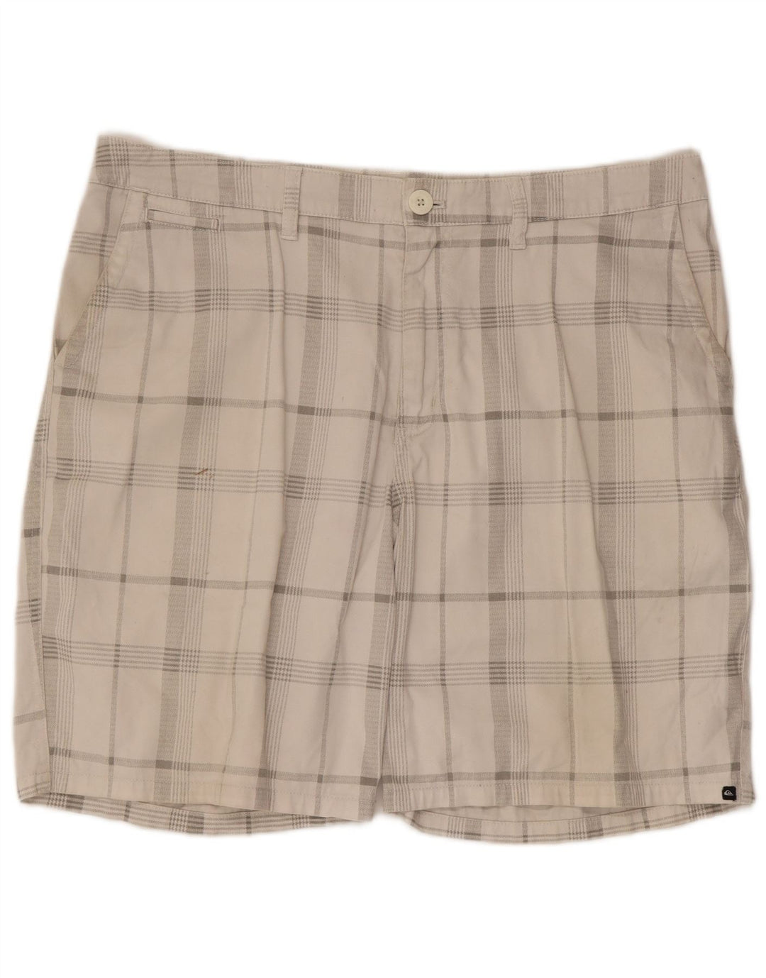 QUIKSILVER Herren-Chinoshorts W38 XL weiß karierte Baumwolle