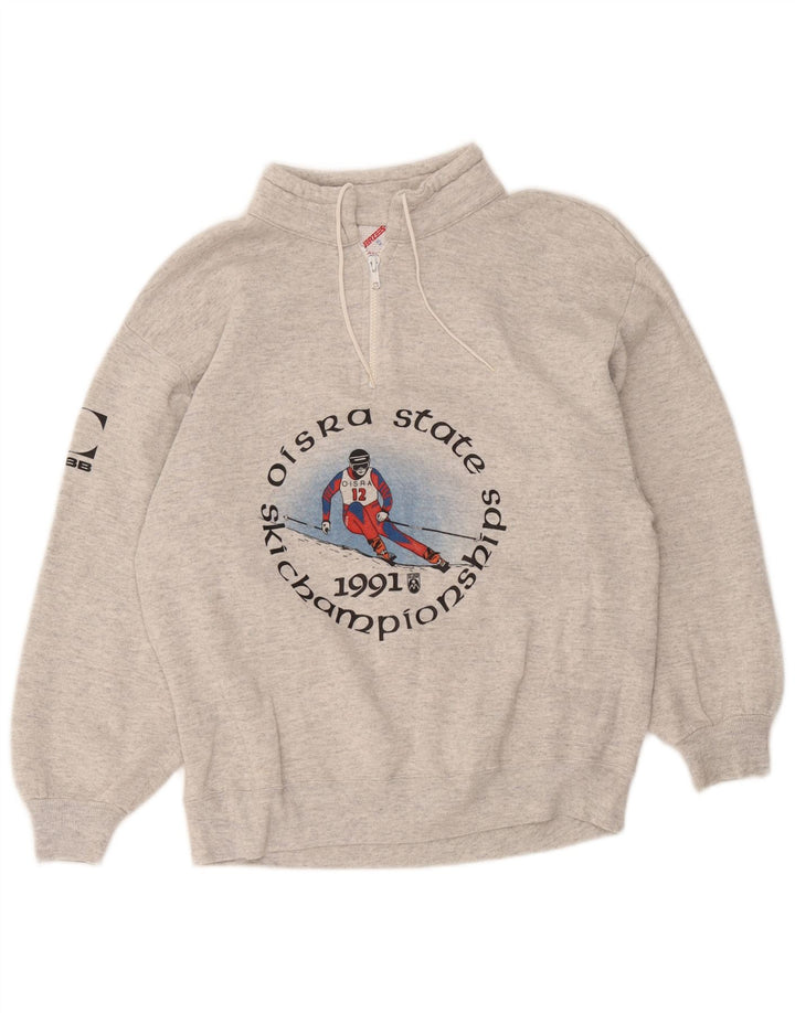 Jerzees Damen-Sweatshirt mit grafischem Reißverschluss am Hals, EU 46, XL, Grau meliert