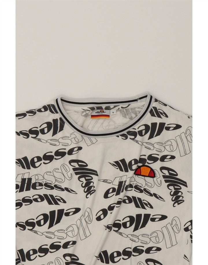 ELLESSE Womens Graphic T-Shirt Top UK 10 Small White Viscose Vintage Ellesse and Second-Hand Ellesse from Messina Hembry 
