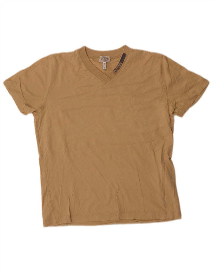Armani Jeans Damen T-Shirt Top IT 44 Mittelbeige Baumwolle